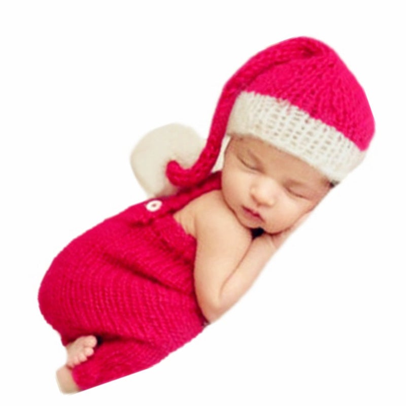 Vedory Newborn Baby Christmas Santa Photo Props Boy Girl Photo Shoot Outfits Crochet Knit Hat Shorts Photography Props - Image 1